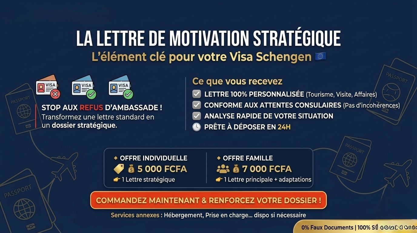 Lettre de motivation stratégique Visa Schengen + recommandations personnalisées